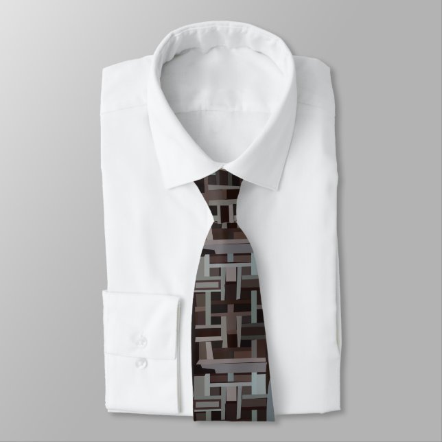 Corbata Patrón geométrico moderno de mediados de siglo (Atado)