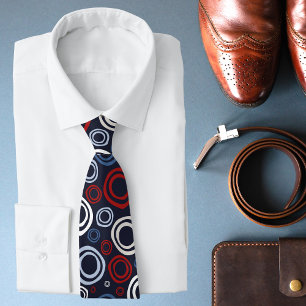 Corbata Patrón Geométrico Moderno Rojo Blanco Y Azul