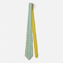Corbata Patrón Geométrico Mostaza Verde Azul Púrpura