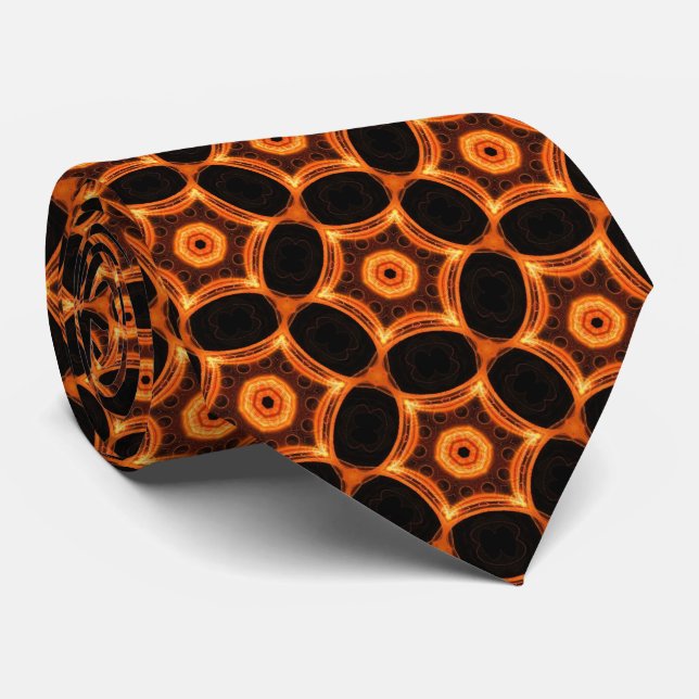 Corbata Patrón geométrico naranja (Enrollado)