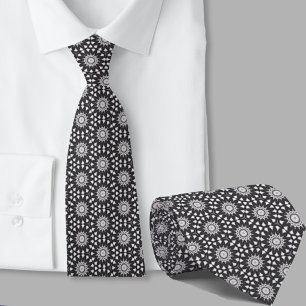 Corbata Patrón geométrico negro y blanco para hombres