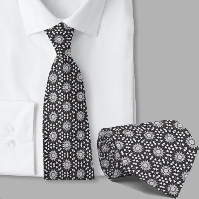 Corbata Patrón geométrico negro y blanco para hombres (Subido por el creador)