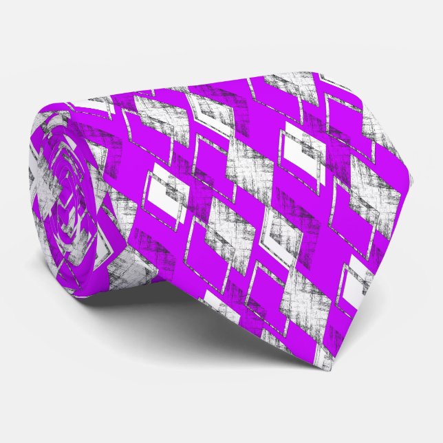 Corbata Patrón geométrico neón púrpura. (Enrollado)