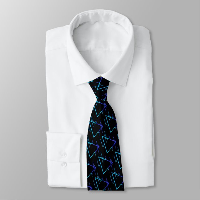 Corbata Patrón geométrico retro neón 3 (Atado)