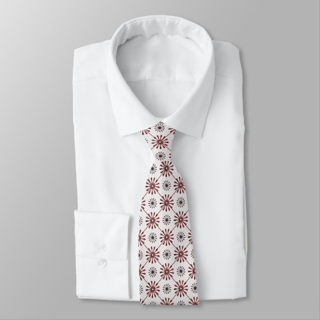 Corbata Patrón geométrico retro rojo del vino (Atado)