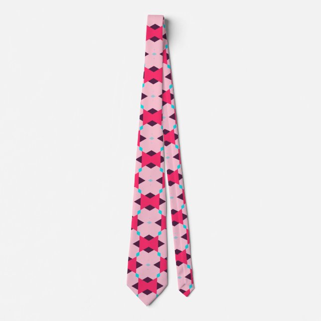 Corbata Patrón geométrico rosado (Anverso)