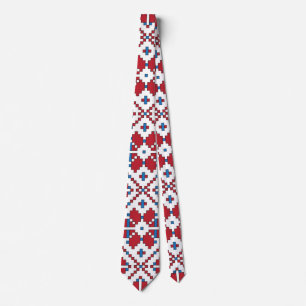 Corbata Patrón geométrico tribal de estrellas rojas, azule