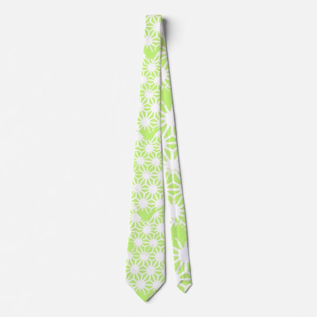 Corbata Patrón geométrico verde limón (Anverso)