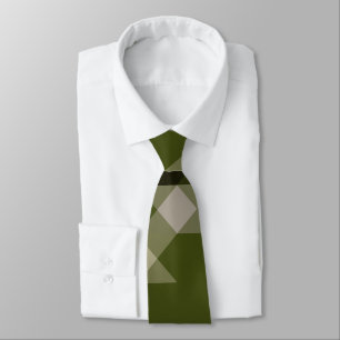 Corbata patrón geométrico verde oliva