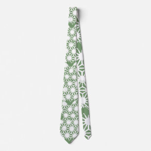Corbata Patrón geométrico verde oliva y blanco