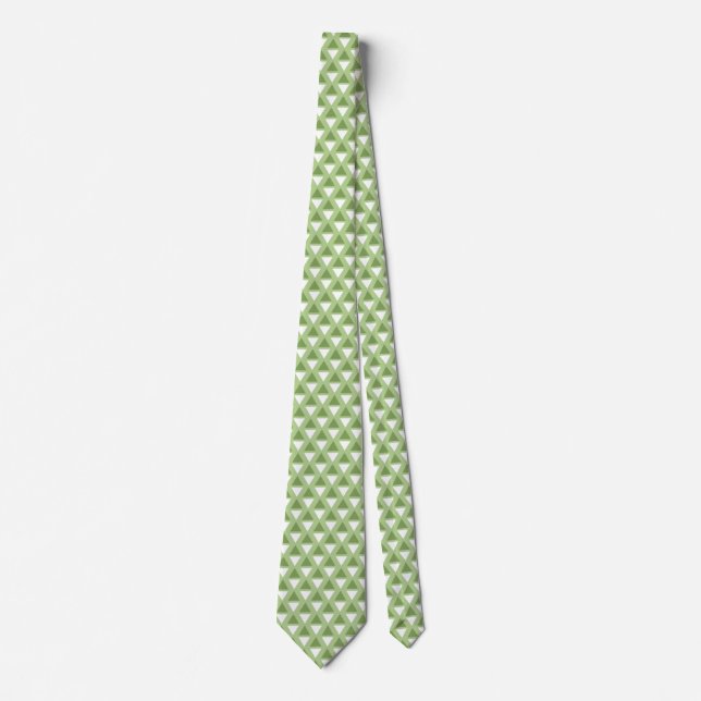 Corbata Patrón geométrico verde pastel simple (Anverso)