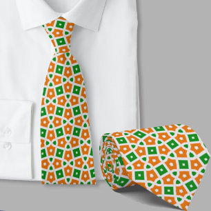 Corbata Patrón geométrico verde y Naranja irlandés