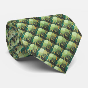Corbata Patrón geométrico vintage verde tono tierra
