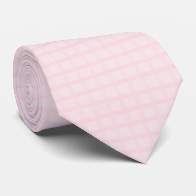 Corbata Patrón Gingham Rosa Chicle y Lavanda Rubor (Enrollado)