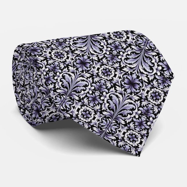 Corbata Patrón giratorio verde azulado, azul o morado Art  (Enrollado)