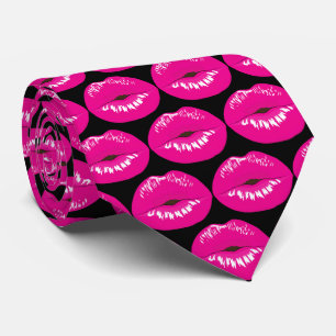 Corbata Patrón glamoroso de los labios rosados calientes