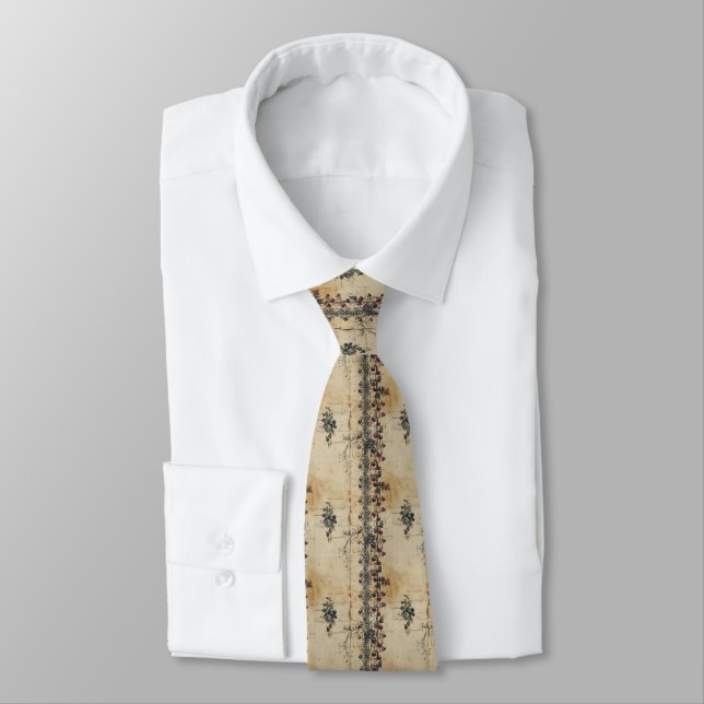 Corbata Patrón Gótico de Encaje Rubí Victoriano (2) (Atado)
