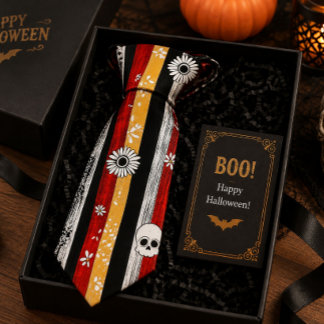 Corbata Patrón Gótico Espeluznante de Esqueletos de Hallow
