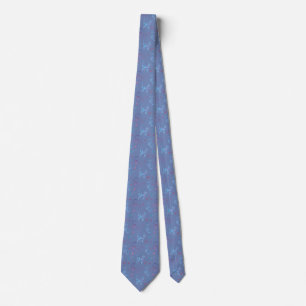 Corbata Patrón gráfico de gato de color azul brillante
