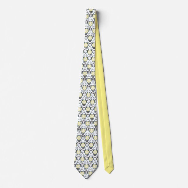 Corbata Patrón gris amarillo y blanco (Anverso)