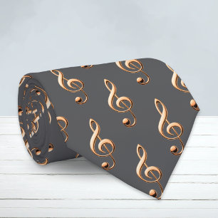 Corbata Patrón Gris de Amante de Música de Clave de Sol