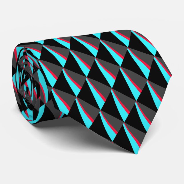 Corbata Patrón gris rojo azul negro (Enrollado)