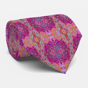 Corbata Patrón Groovy Abstracto Magenta Rosa, Azul y Rojo