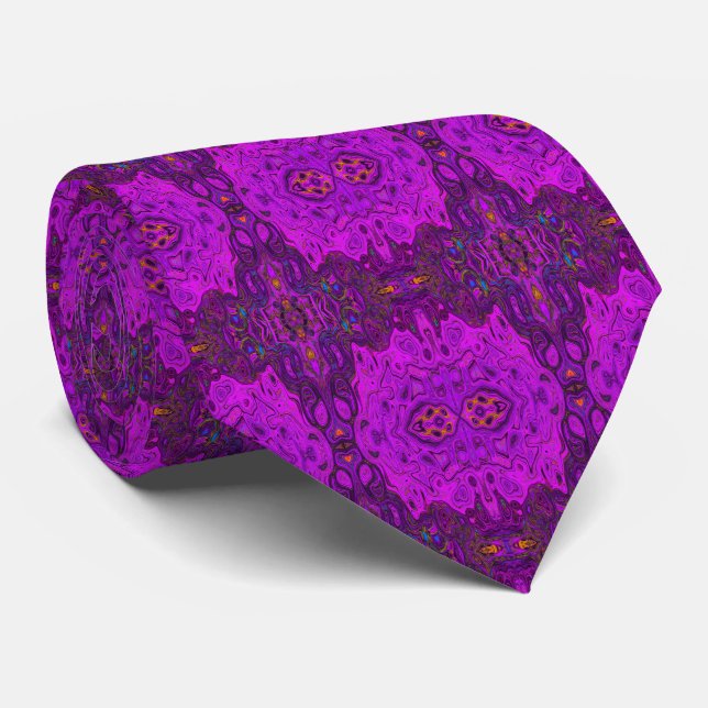 Corbata Patrón Groovy Abstracto Magenta y Negro (Enrollado)