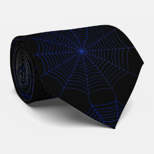 Corbata Patrón Halloween de telaraña azul negra