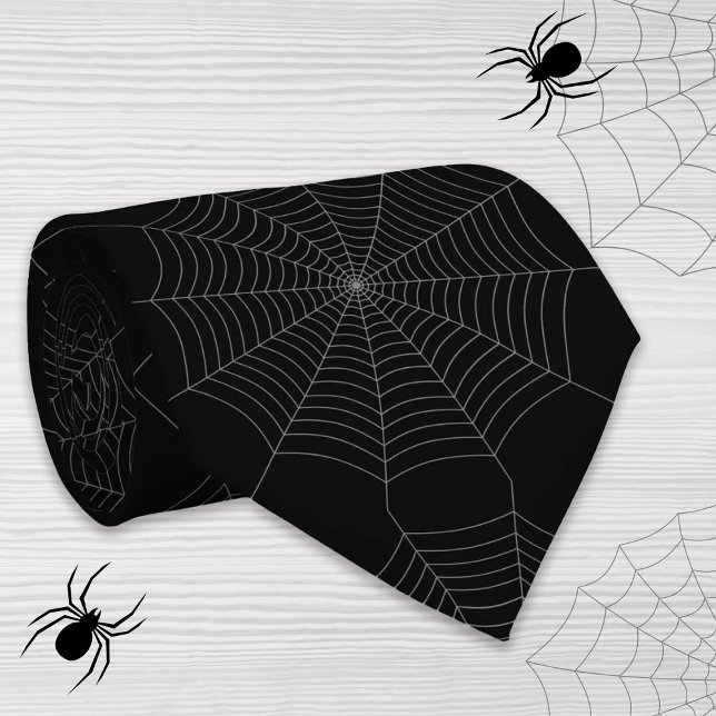 Corbata Patrón Halloween de telaraña gris negra (Subido por el creador)