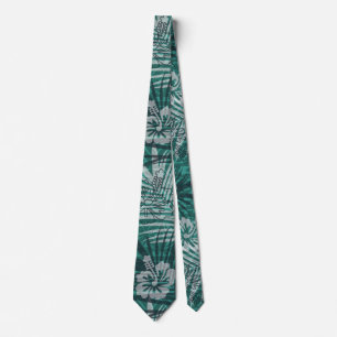 Corbata Patrón hawaiano con hojas de palma de flores de Hi