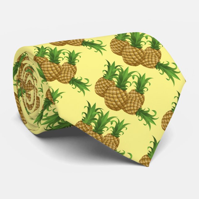 Corbata Patrón hawaiano de piña tropical Aloha (Enrollado)