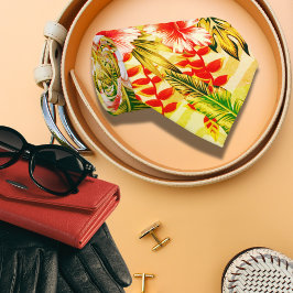 Corbata Patrón hawaiano floral tropical amarillo