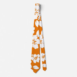 Corbata Patrón hawaiano naranja