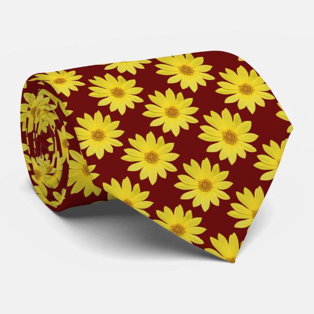 Corbata Patrón Helianthus 'Lemon Queen' - Rojo oscuro (Enrollado)