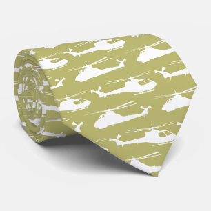 Corbata Patrón Helicóptero Ejército Khaki Green Patterado