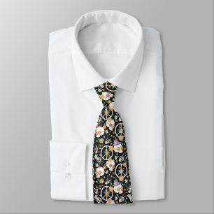 Corbata Patrón Hippie Halloween Skulls and Floween