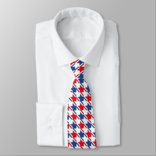 Corbata Patrón Houndstoth de color rojo blanco y azul repe