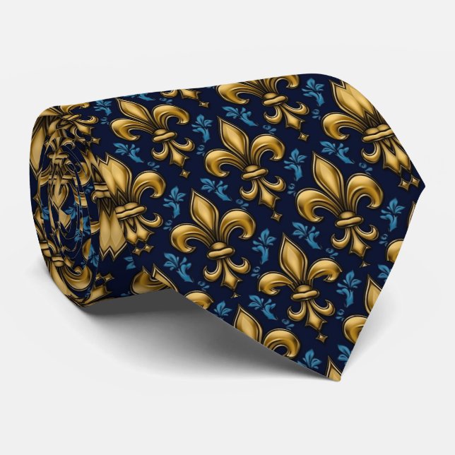 Corbata Patrón ininterrumpido de Fleur de lys (Enrollado)