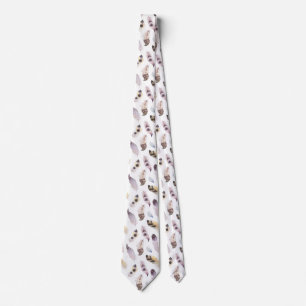 Corbata Patrón ininterrumpido de plumas tribales de acuare