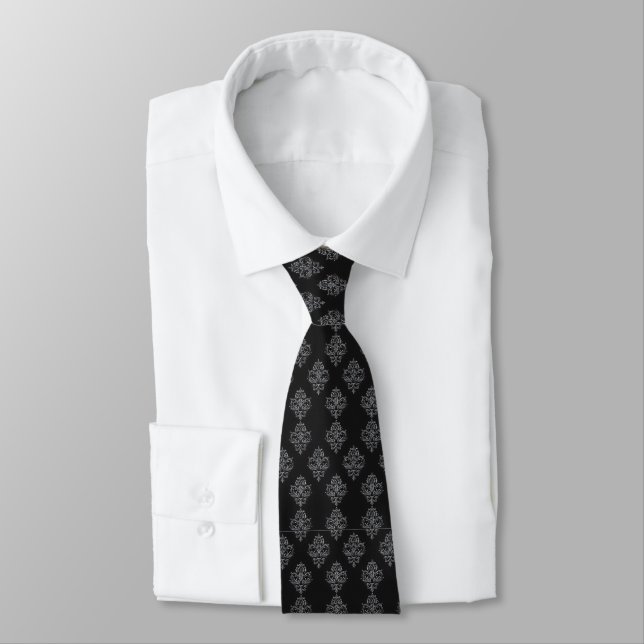 Corbata Patrón Intrincado Negro Oscuro (Atado)