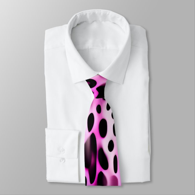 Corbata Patrón isométrico vertical 3D de Leopardo rosa (Atado)