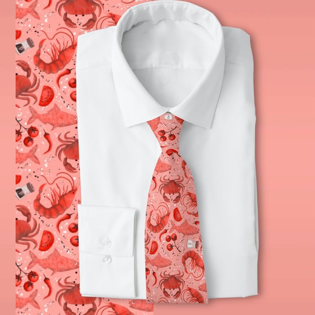 Corbata Patrón juguetón de mariscos con cangrejos y camaro (Subido por el creador)