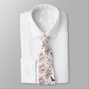 Corbata Patrón Kawaii Dulce Rosa de Halloween Espeluznante