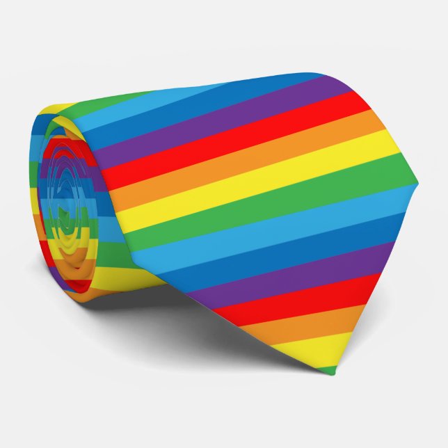 Corbata Patrón LGBTQ de franjas arcoiris (Enrollado)