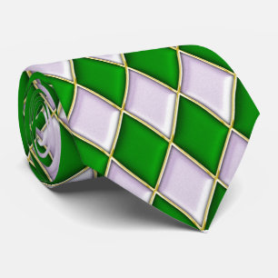 Corbata Patrón Lilac y Diamante Verde Mardi Gras Tie