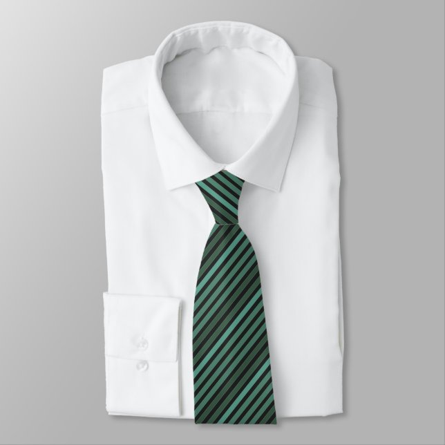 Corbata Patrón liso rayado retro verde (Atado)