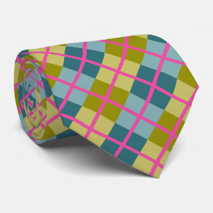 Corbata Patrón magenta amarillo dorado azul verde azulado