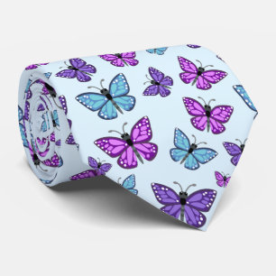 Corbata Patrón mariposa púrpura, azul y rosa
