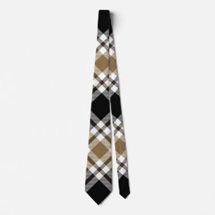 Corbata Patrón marrón, negro, blanco tartán